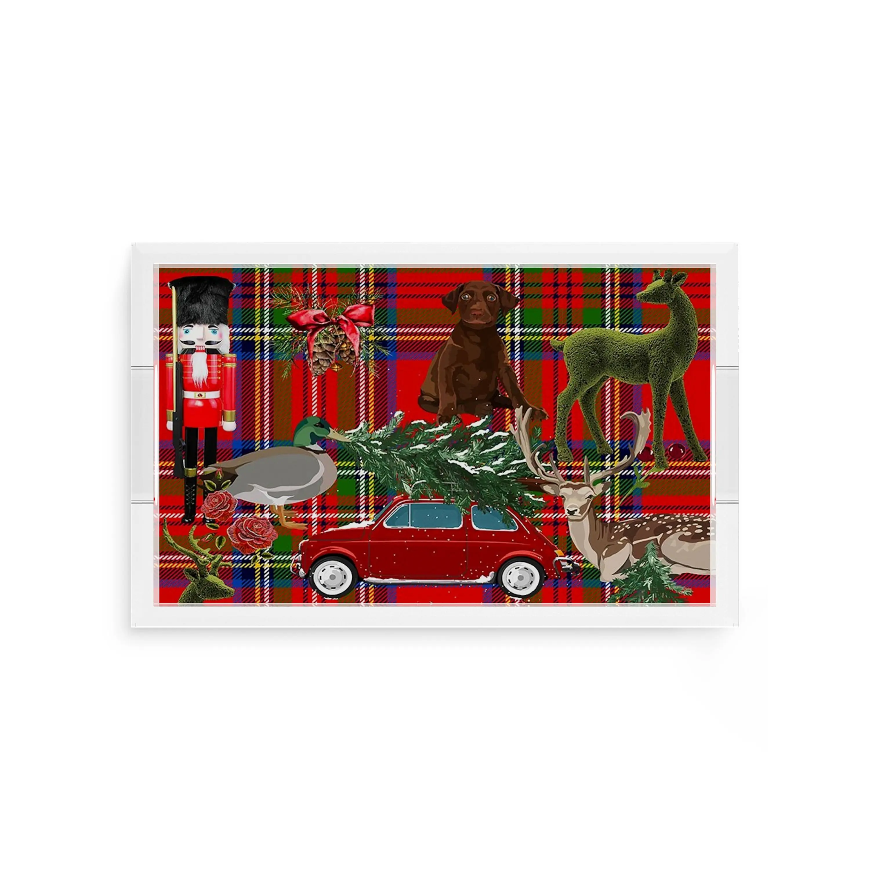 Ultimate Christmas Plaid Acrylic Rectangle Decorative Tray