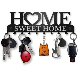 1 PC Metal Key Hook Holder, Home Sweet Home Letter Design Wall Mount Keychain, Wall Organizer for Entrance, Door, Hallway, Bathroom and Kitchen