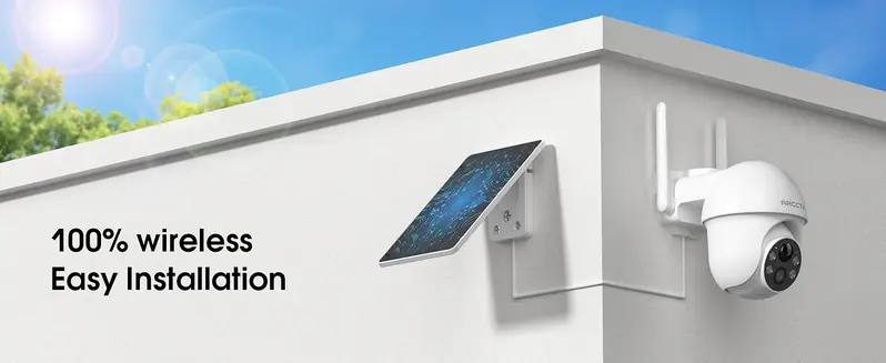 ARCCTV APP-Enabled Wireless Outdoor Solar Security Cameras (2 Pack), 2K 360° PTZ Adjustable Camera, 2.4G 5G WiFi, Automatic Night Vision with Spotlight, 2-Way Audio, PIR Motion Sensor, Easy Installation, Stable Connection, Rechargeable Charging Support
