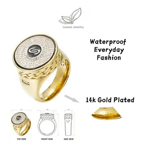 14K Real Gold-Plated Diamond Ring Sturdy Waterproof Everyday wear Hop personality Fashion Hip Hop Ring for Men and Women Streetwear Jewelry Fashion Perfect as a gift