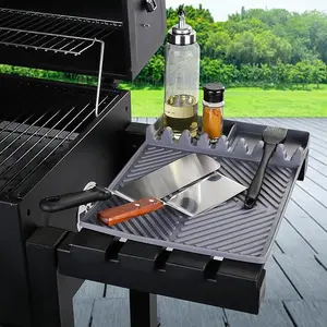 Silicone Griddle Tools Mat for Blackstone - BBQ Spatula Mat with Drip Pad,Grill Side Shelf Mat | Heat Resistant Silicone Utensil Holder for Outdoor Cooking,