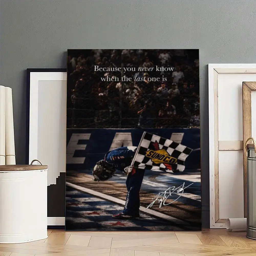 Kyle Busch Tribute Poster Canvas Wall Art - NASCAR Inspired Speed Champion Print, M&M Style Race Car Artwork, Waterproof Wood Framed Decoration for Man Cave, Sports Fan Gift, Colorful Style