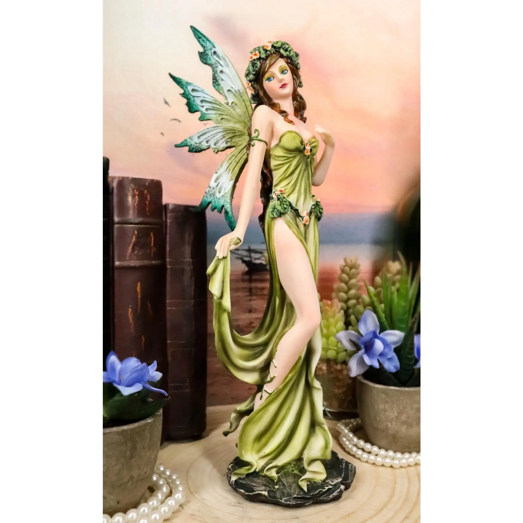 Earth Elemental Fairy Figurine Gaia Green Thumb Faerie Fantasy Sculpture 11.25"H