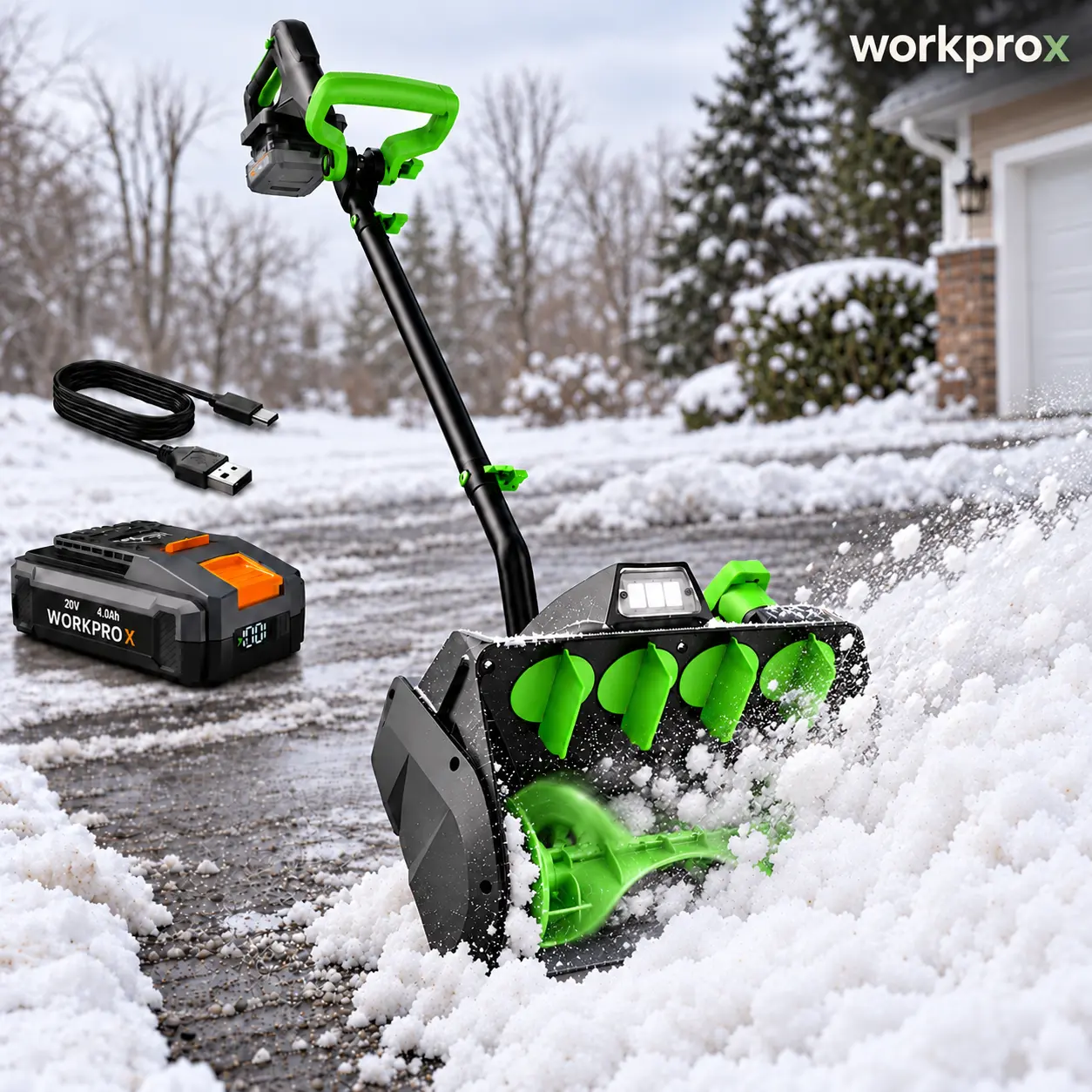 WORKPROX Cordless Snow Shovel, 13-Inch, 20V Battery Included