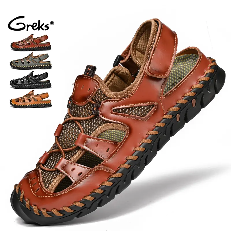 GREKS Mens Breathable Sandals - Outdoor Hiking Athletic Sports Sandals - Fisherman Beach Shoes with Closed Toe-Outdoor Footwear Hikingsandals summer men's shoes