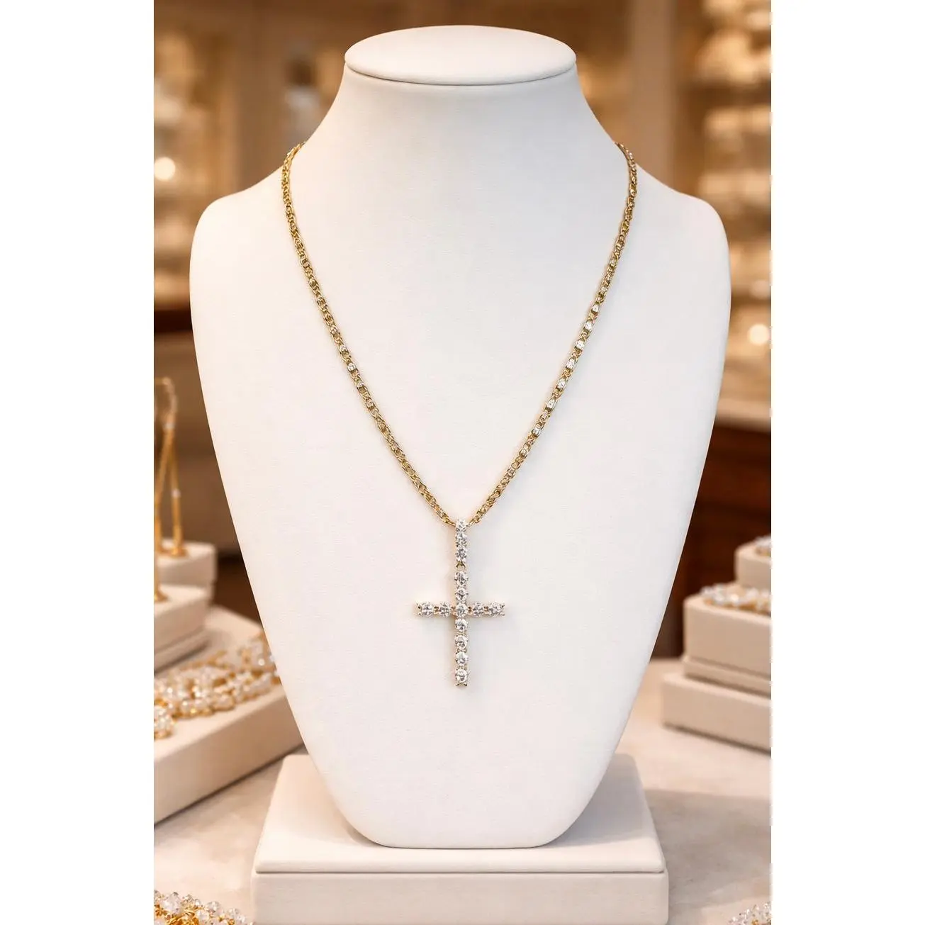 Liora Cross Necklace 18” Chain