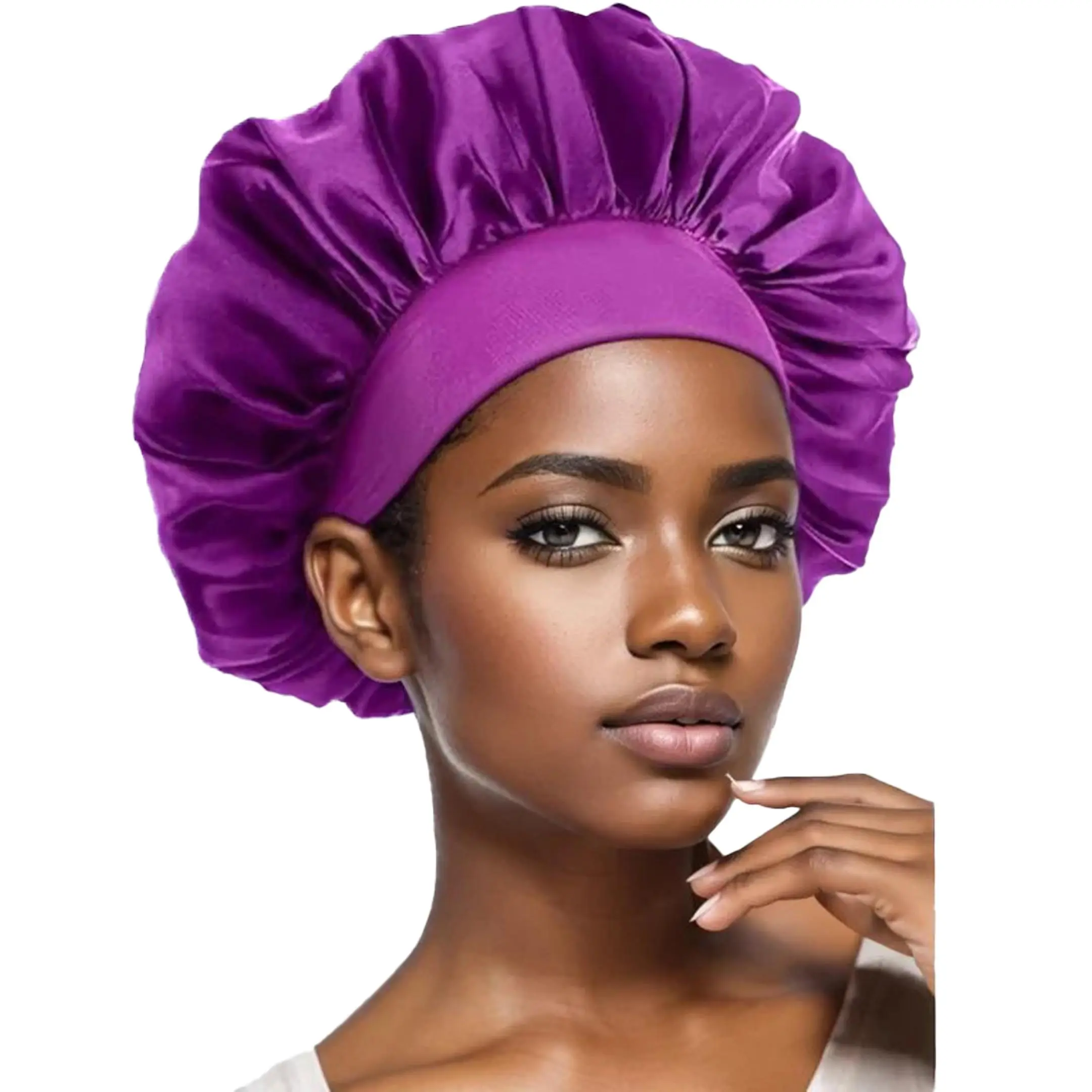 Women Silk Sleeping Satin Hair Bonnet LADES Silk Satin Bonnet-4 Packs Women Satin Hair Bonnet for  main image 2