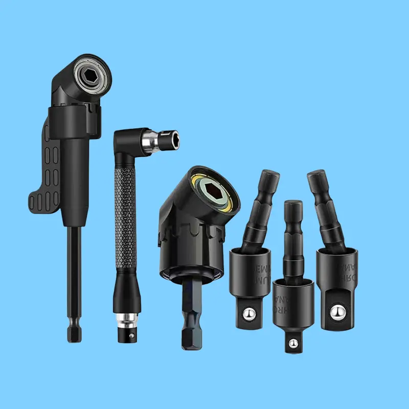 Flexible Drill Bit Extension, Include 3Pcs Rotatable Socket Adapter 2Pcs Hex Shank 105° Right Angle Drill Attachment Screwdriver bits 90° Angled Bits and Bendable Drill Bit Extension