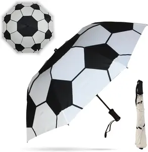 Ultra-Water Resistant Sport Umbrella - 42” Coverage w/Molded Handle and Wrist Strap - Flexible, Wind & Rust Resistant Folds to 16 Inches