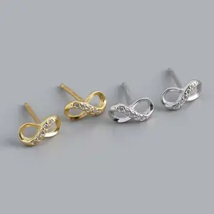 Infinity Symbol Zircon Stud Earrings for Men & Women, Hypoallergenic Daily Piercing Jewelry, Eternal Love Gift for Couples