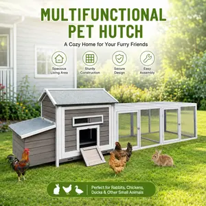 118"Wooden Chicken Coop Outdoor Hen House Poultry Cage with Free-range Doors, Nesting Box,Leakproof Pull-on Tray