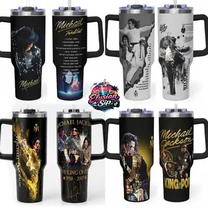 [Collection]- Michael Movie Series 40oz Tumbler High-Quality Insulated Tumbler V1, Michael Jackson Biopic Film Theme Tumbler With Handle, King of Pop Fan Gift Tumbler, Leakproof Travel Mug.