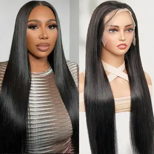 30 Inch Straight Wigs Human Hair 13x6 Frontal Wig HD Transparent Lace Front Wigs Human Hair Pre Plucked 13x6 Straight Human Hair Wig for Women Natural Color