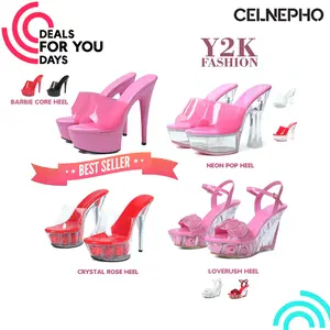 CELNEPHO Womens Heeled Sandals Open Toe Stiletto Heel Pumps For Women High Heels Slip on Pleasers Heels Y2K Sandals for Wedding Stripper Heels Party Pole Dance Work Casual Dating Spring Summer Fashionable Platform Slides Dress Sandals Deals For You Days