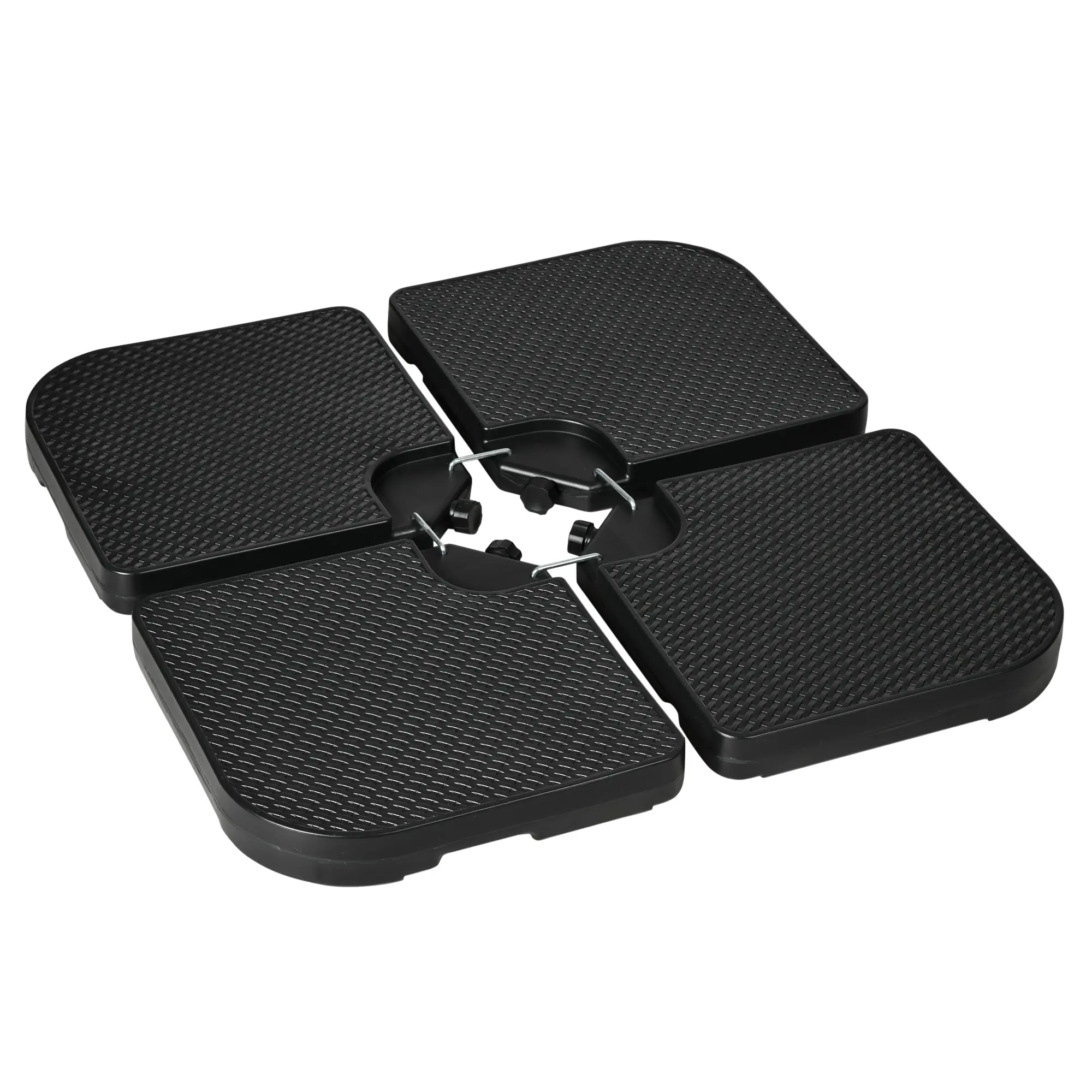 4PCs 175 lb Cantilever Patio Umbrella Base Weights – HDPE Water and Sand Filled Umbrella Weights, 175 lbs Sand / 130 lbs Water, Wicker-Like Top, Built-in Handles, Stackable, for Offset/Cantilever, Black