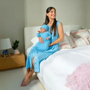 Blue Dot Matching Labor Gown & Baby Gown Set Maternity Essentials Pregnancy Clothes