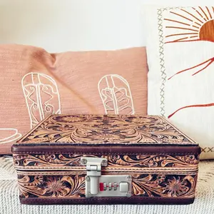 Spanish Trail Hand Tooled Leather Jewelry Case