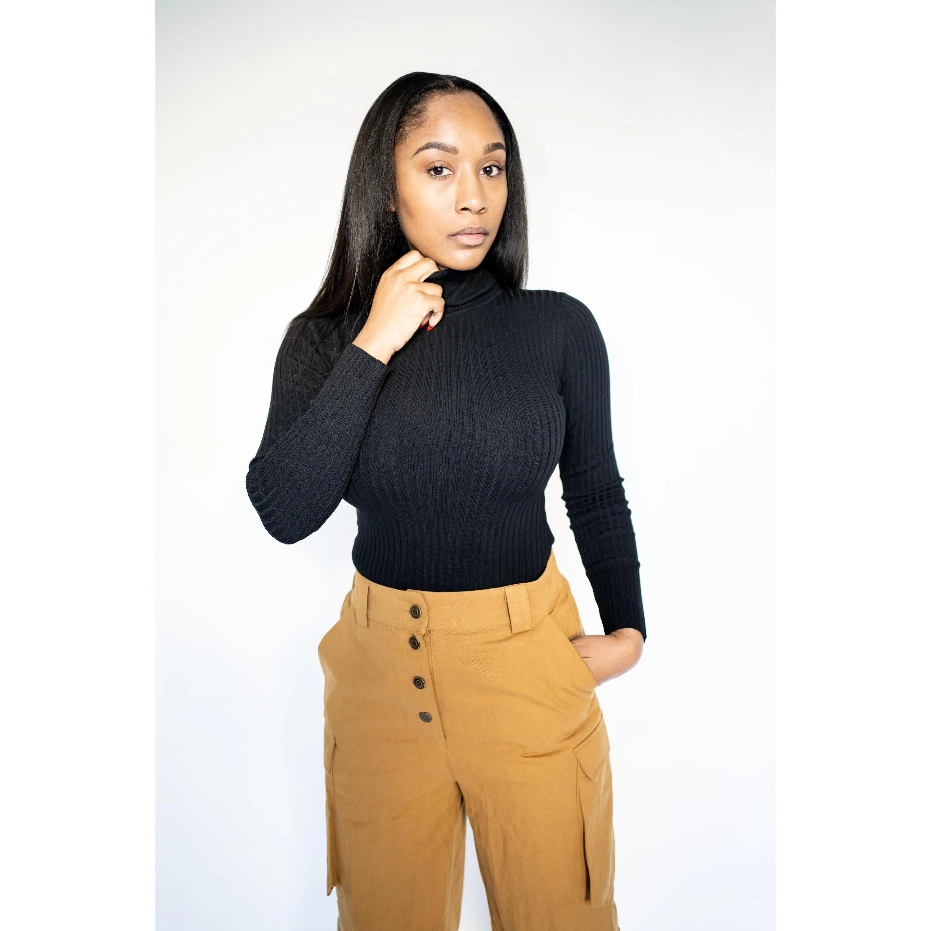Ribbed Mock Neck Knit Bodysuit