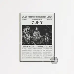 Turnpike Troubadours Retro Newspaper Print, 7 & 7 Poster, 7 7 Lyrics Print, Diamonds Gasoline Poster