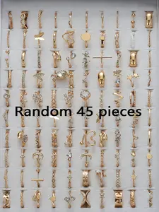 Random Style 45pcs Rhinestone Decorated Ring Set, Elegant Jewelry for Women for Party, Daily Clothing Decor, Trendy All-match & Exquisite Jewelry for Birthday Gift, Dainty Stacking Rings, Jewelry Gifts, Vintage Rings