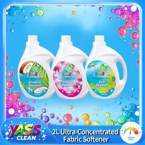 Yass Clean Non Bio Sumptuous Fabric Softener 60 Washes 2L 68 OZ Creamy Coconut Duvet Day Sea Breeze Ultra-Concentrated Gentle Next to Sensitive Skin Provides Complete Clothes Protection