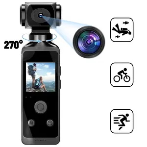 HD Pocket Action Camera, 270° Rotatable WiFi Sports Camera with Waterproof Case, Action Camera for Helmet Travel Bicycle Driver Recorder, Vlogging Camera, Wearable Recording Camera