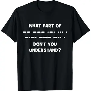 Men's Funny Morse Code Graphic T-Shirt, Casual Short Sleeve Fashion Top in 100% Cotton, Breathable Ham Radio Streetwear, Tshirt
