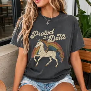 Protect the Dolls Shirt, Trans Rights T-Shirt, LGBTQ Pride Unicorn Tee, Pedro Pascal Inspired Queer Protest Shirt Anti-Trump Democrat Gift