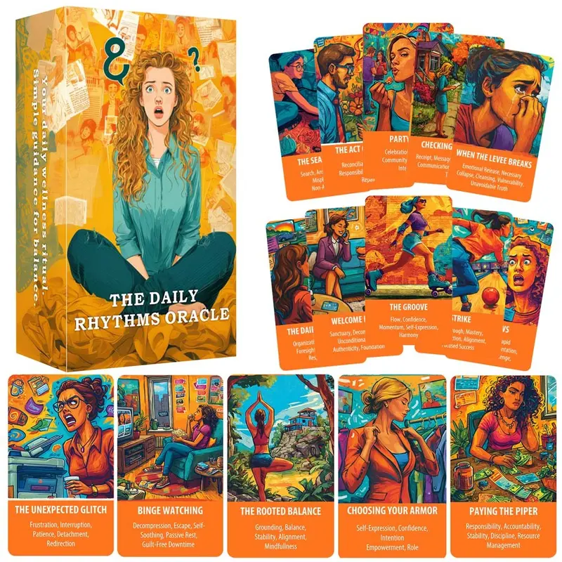 56 Cards The Daily Rhythms Oracle Deck, 13x8 Cm, Build Inner Connection Understanding Life Changes Card Game, Spiritual Insight Card Games, Card Games For Teens