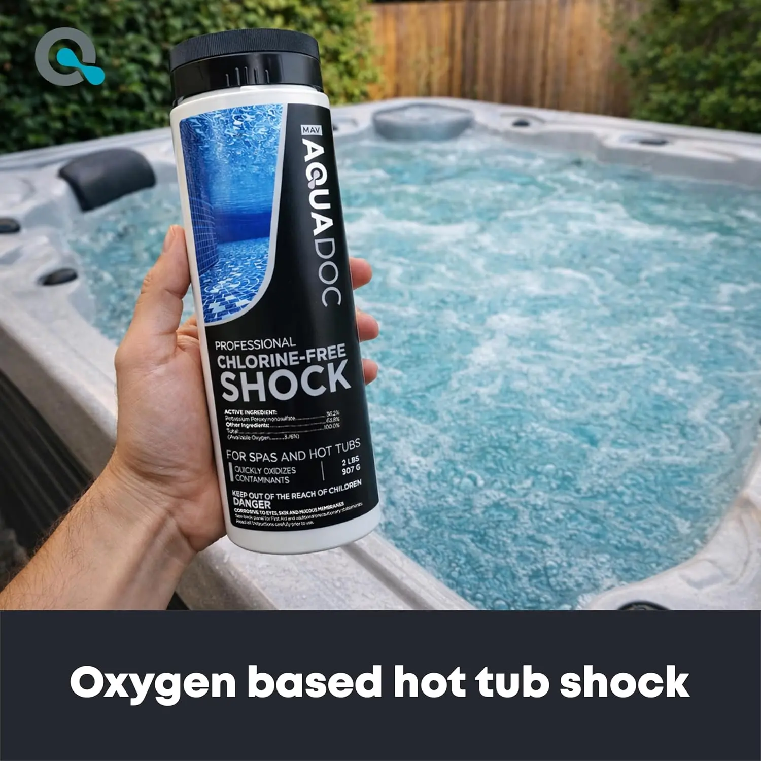 AquaDoc 32oz Oxidizing Shock, Non-Chlorinated Chlorine Alternatives Oxygen-Based Spa Oxidizer for Hot Tubs, Supports Bromine Systems, Made in USA