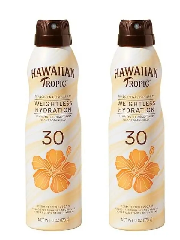 Hawaiian Tropic Weightless Hydration Clear Sunscreen SPF 30, 6 oz | SPF 30 twin pack