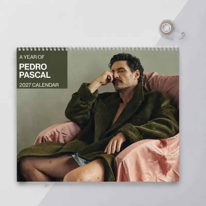 Pedro Pascal 2026–2027 Wall Calendar, Celebrity Calendar Planner, Pedro Pascal Fan Gift, Unique Holiday Gift for Fans, Celebrity Gift for Her