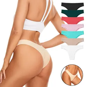 Seamless Brazilian low-rise half-coverage triangle panties for women, ice silk underwear