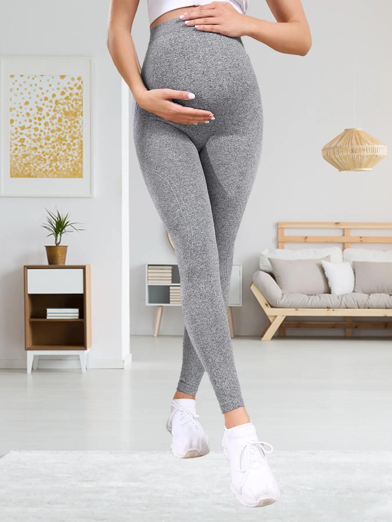 Women's High Waist Sports Leggings, Maternity Pants for Pregnant Women, High Stretch Seamless Yoga Legging, Ladies Sportswear Clothing for Indoor Outd
