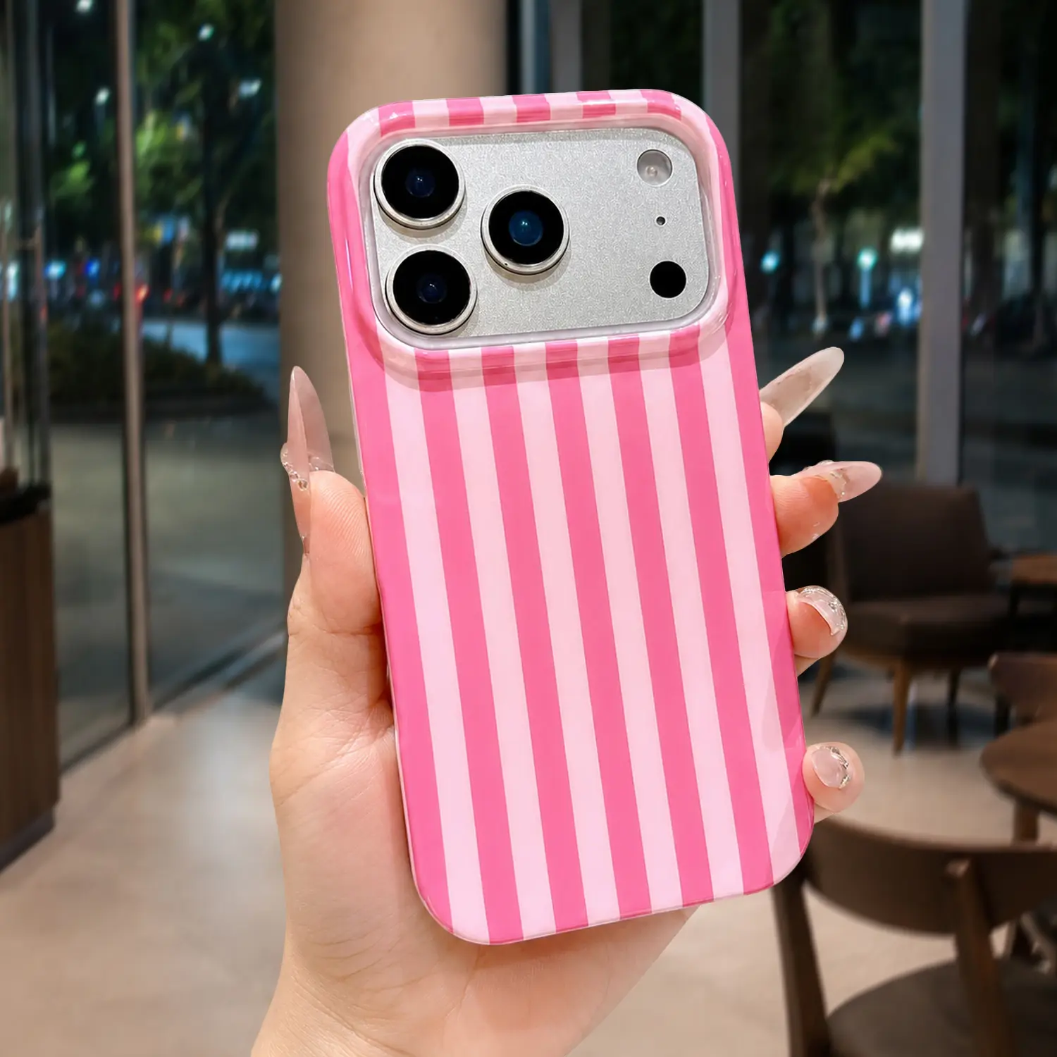 Vertical Striped IMD TPU iPhone Case, Glossy Finish Shock‑Absorbing Phone Cover, Summer Cute Candy Color Stripe Pattern Case for iPhone 17 16 15 14 13 Pro/Pro Max/Air/Plus, Multiple Trendy Color Options for Women Girls