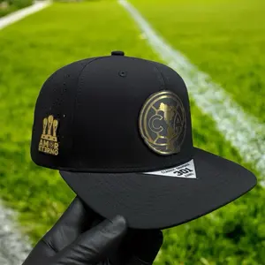 Gold/Black Club América Tri Campeón Black SnapBack Baseball Cap, Unisex Premium Quality Fashion Headwear, Comfortable Relax Fit Polyester Material, Essential Accessory for Fans