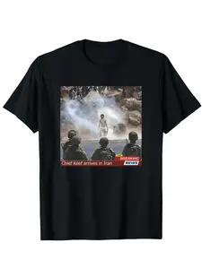 Trendy "Chief Keef Iran" Y2K T-Shirt - Retro 90s Meme Photo & Breaking News Print Black Tee, Oversized Loose Fit for Teens and Young Adults, Soft Breathable Cotton Casual Shirt with Edgy Streetwear Design, Modern Urban Streetwear for TikTok Outfits and Ca