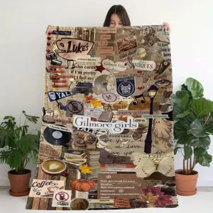 Gilmore Girls Themed Flannel Throw Blanket, Glam Style Mixed Color, Digital Print, All-Season Cozy Soft Polyester soft comfy blanket gilmore  girls  tj  maxx  blanket 280gsm