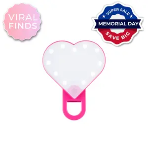 RIKI Sweetheart Clip-On Selfie Light & Makeup Mirror with 5 Adjustable Brightness Settings