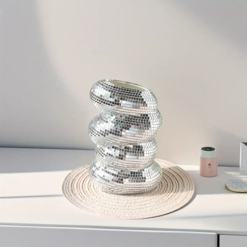 Disco Ball Vase, A Multifunctional Disco-Style Home Decorative Vase And Pen Holder, Decorative Vases For Home Decor, Is Perfect As A Wedding Centerpiece Or As A Decoration For The Bedroom, Kitchen, Office, And Birthdays