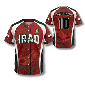 Iraq Flag Baseball Jersey – Iraqi Patriotic Sports Fan Shirt National Pride Apparel for Men & Women
