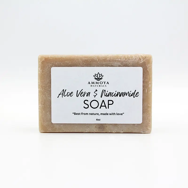 Ammoya Naturals Aloe Vera Niacinamide Bentonite Clay Cleansing Soap Bar, Gentle Nourishing Hydrating Daily Cleanser for Face and Body, All Skin Types Body Care with Soothing Moisture