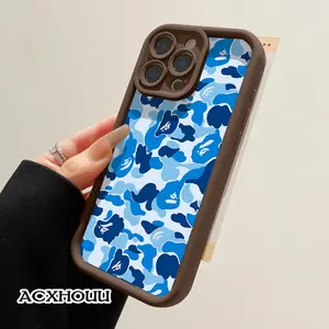 Designed for iPhone11/12/13/14/15/16/17/promax/x/xs/xr/xsmax CaseBlue Bape Camo Soft Durable TPU Protective Cover CASE
