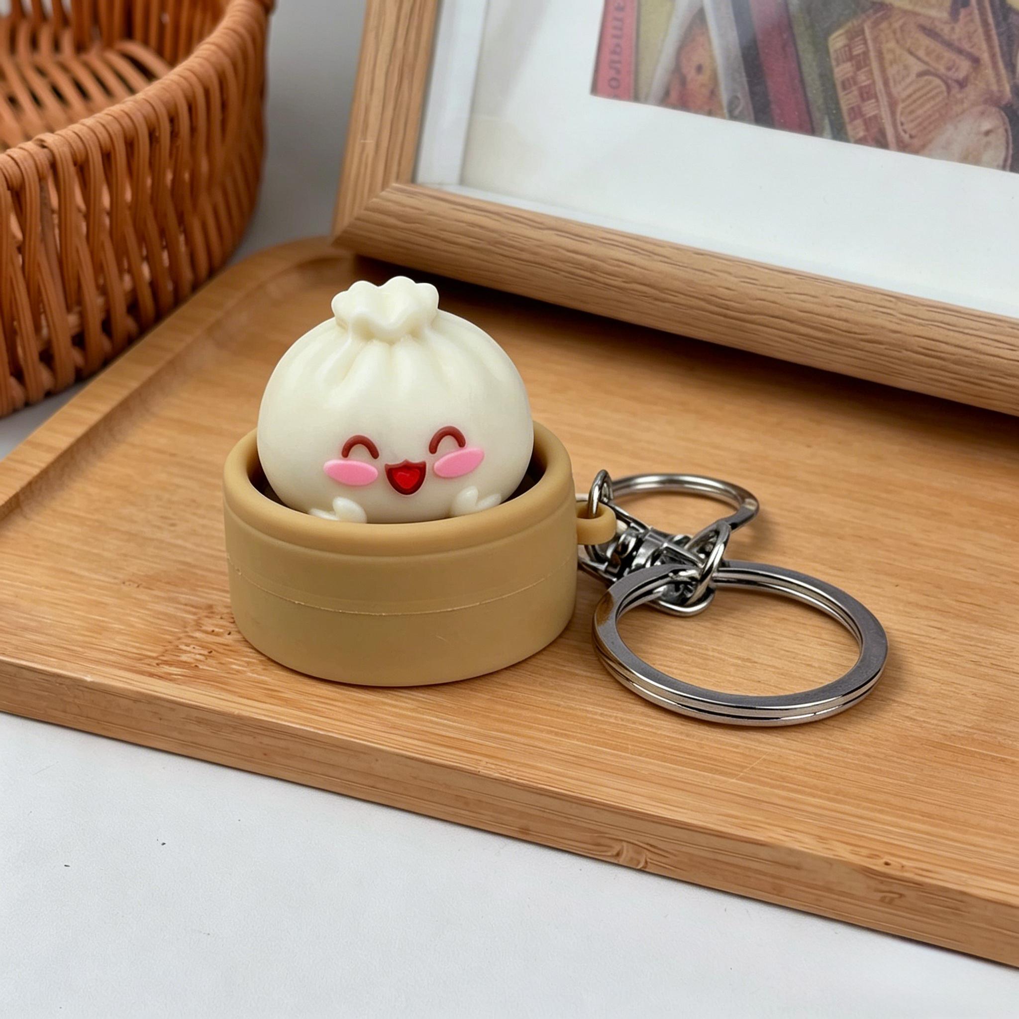 Dumpling Keyboard Fidget Toy,Sensory toys gift, Stress-relief cute Clicker Keychain for Focus Boost, Quiet Anxiety Toys for Kids & Adults, Ideal for Work, Travel and Home