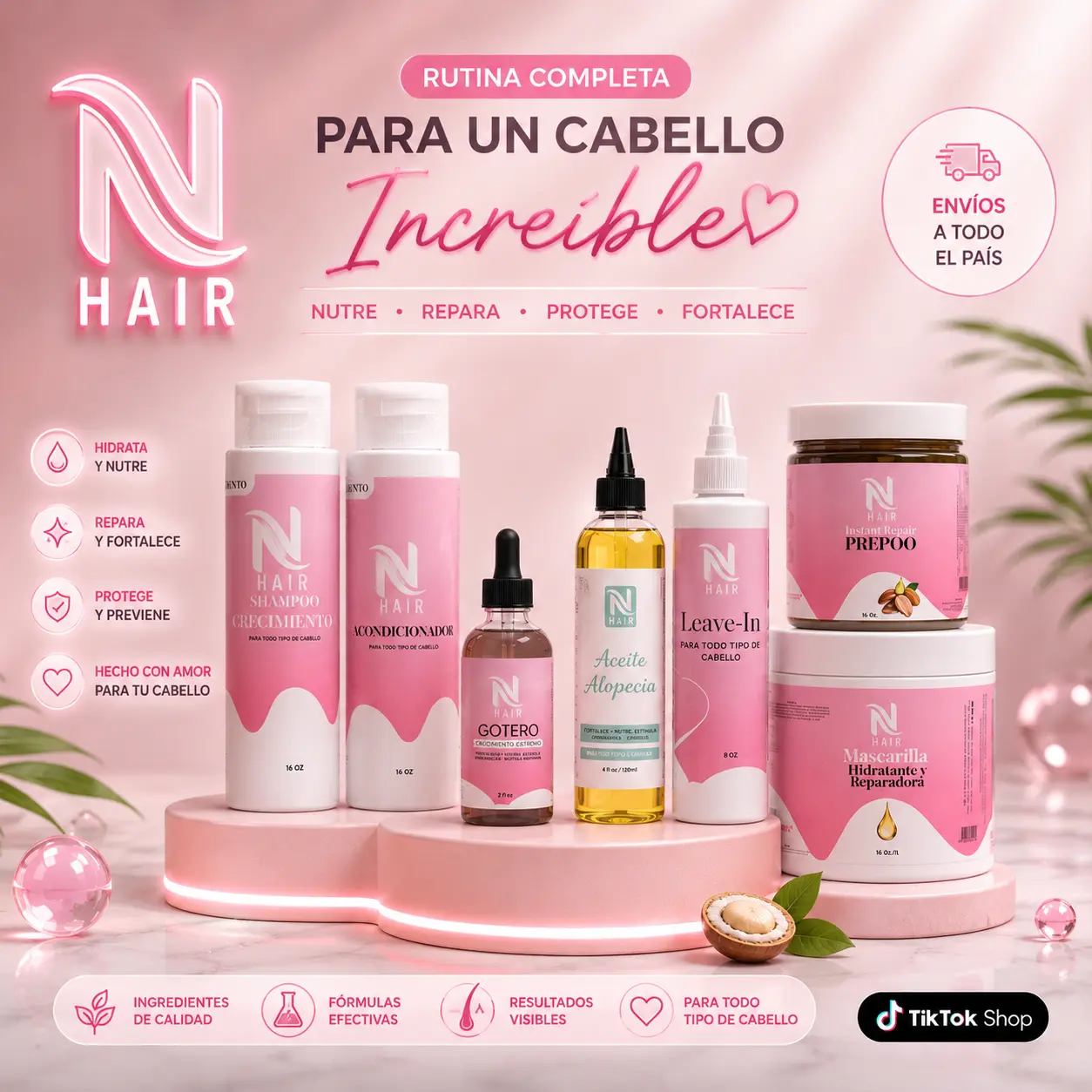 NhAir 16oz Hair Growth Kit - Haircare Set with Nourishing Shampoo and Conditioner, Cleanser for Hair Repair, Growth Promotion, Any Youth Needs tiktokshopspringglowup, Gentle Hair Care