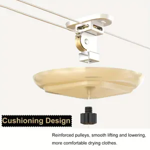 Home Ceiling Mounted Type Drying Clothes Rack, Balcony Hand Cranked Lifting Airer Rack, Three Poles Aluminium Alloy Clothing Dryer, 78.8 Inches