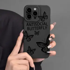 Aesthetic Astronaut Butterfly Pattern Phone Case Compatible With iPhone XR XS Max 11 12 13 14 15 Plus Pro Max Wear-resistant Anti-fall Protective Cover