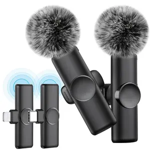 Wireless Lavalier Microphone, USB Rechargeable Wireless Microphone, Noise Reduction Microphone for Video Recording Interview Podcast Vlog, Audio