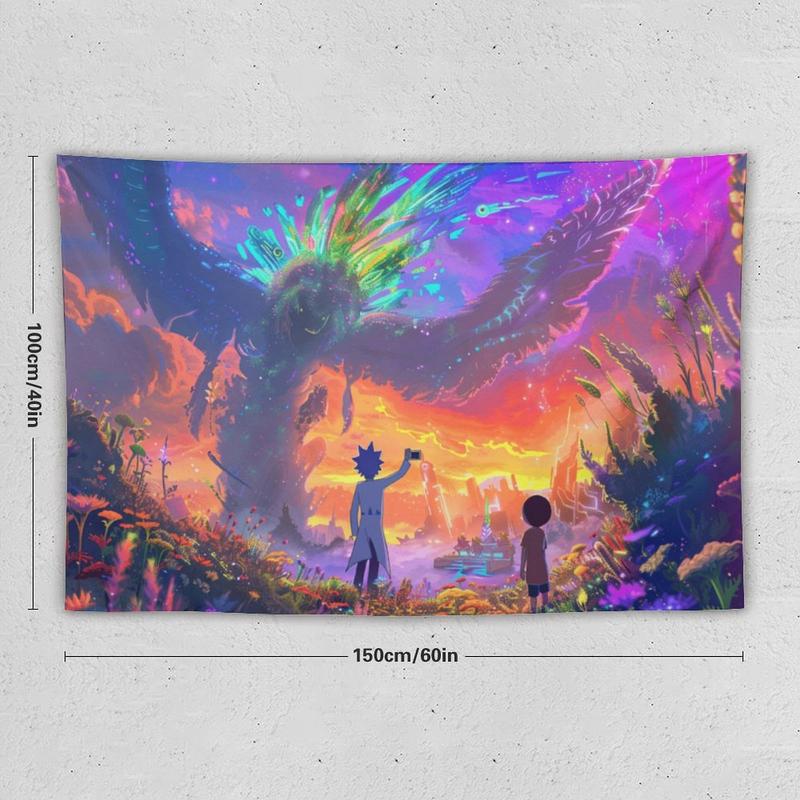 Rick and Morty wall tapestry poster for college dorm cave bedroom living room office party decoration gift