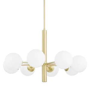 Stella 8-Light Chandelier in Aged Brass, Old Bronze, and Polished Nickel - Mid-Century Modern Design